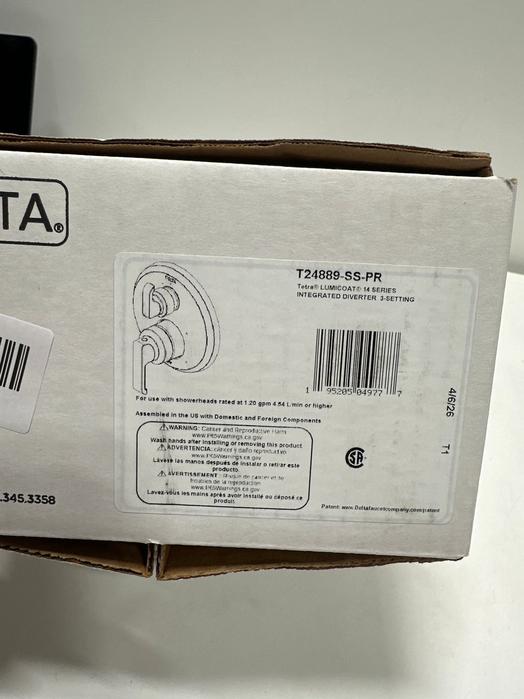 See Desc Tetra 2-Handle Wall-Mount Valve Trim Kit 3-Setting Int. Div. in Lumicoat Stainless (Valve Not Included)