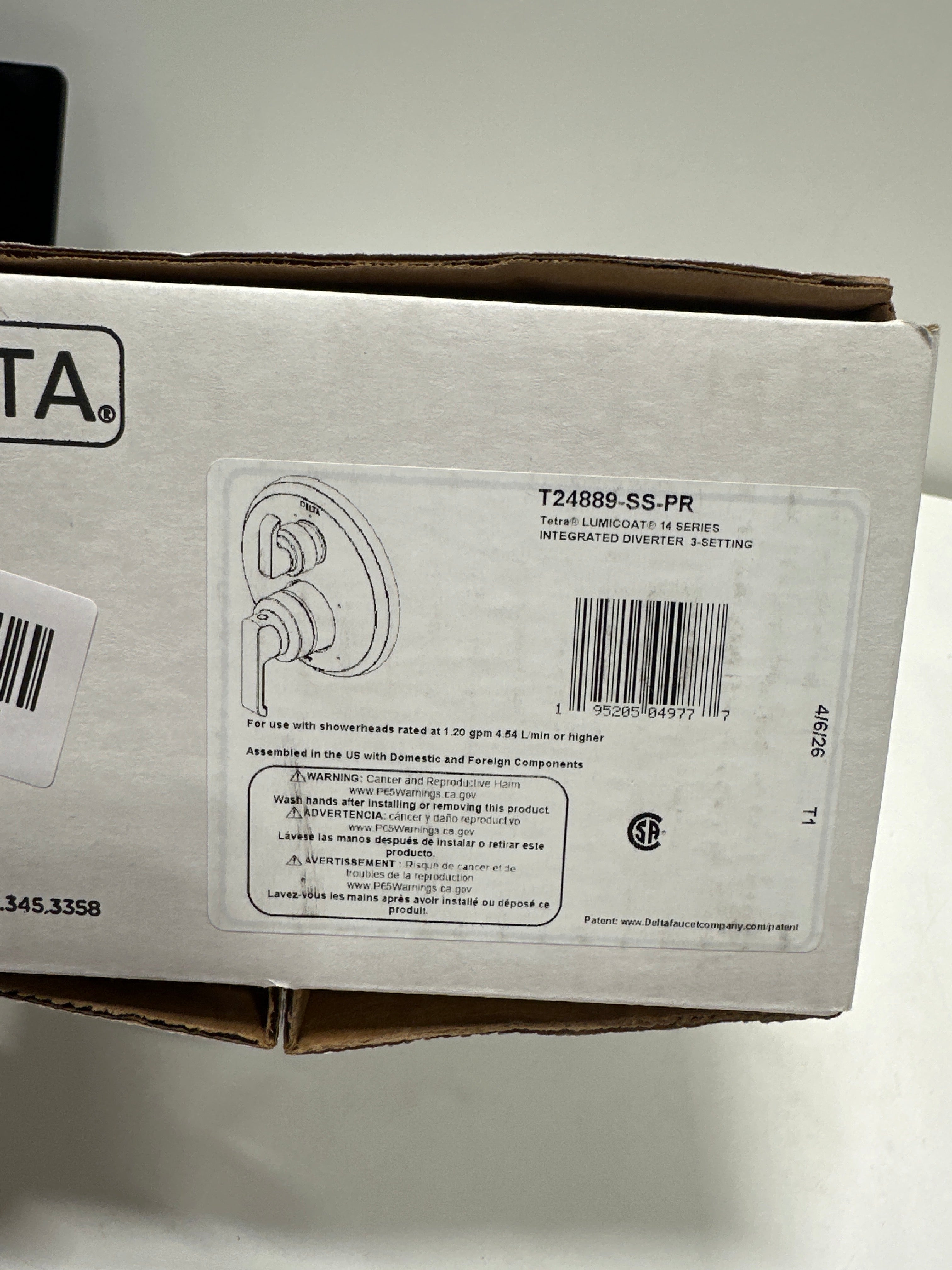 See Desc Tetra 2-Handle Wall-Mount Valve Trim Kit 3-Setting Int. Div. in Lumicoat Stainless (Valve Not Included)