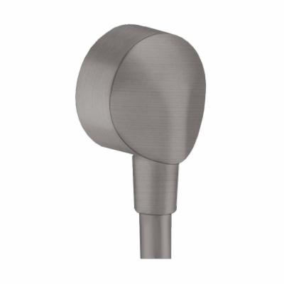 hansgrohe FixFit Handheld Shower Wall Outlet 1/2-inch Thread Connection Round Modern Flush Mount in Brushed Black Chrome, 27458343