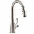 Kohler Tempered Pullout Spray Kitchen Faucet Vibrant Stainless Single Handle - K-24661-VS