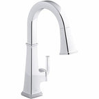 KOHLER K-23830-CP Riff Pull-Down Single-Handle Kitchen Faucet Kitchen Sink Faucet with Pull-Down Sprayer Polished