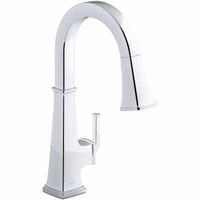 KOHLER K-23830-CP Riff Pull-Down Single-Handle Kitchen Faucet Kitchen Sink Faucet with Pull-Down Sprayer Polished