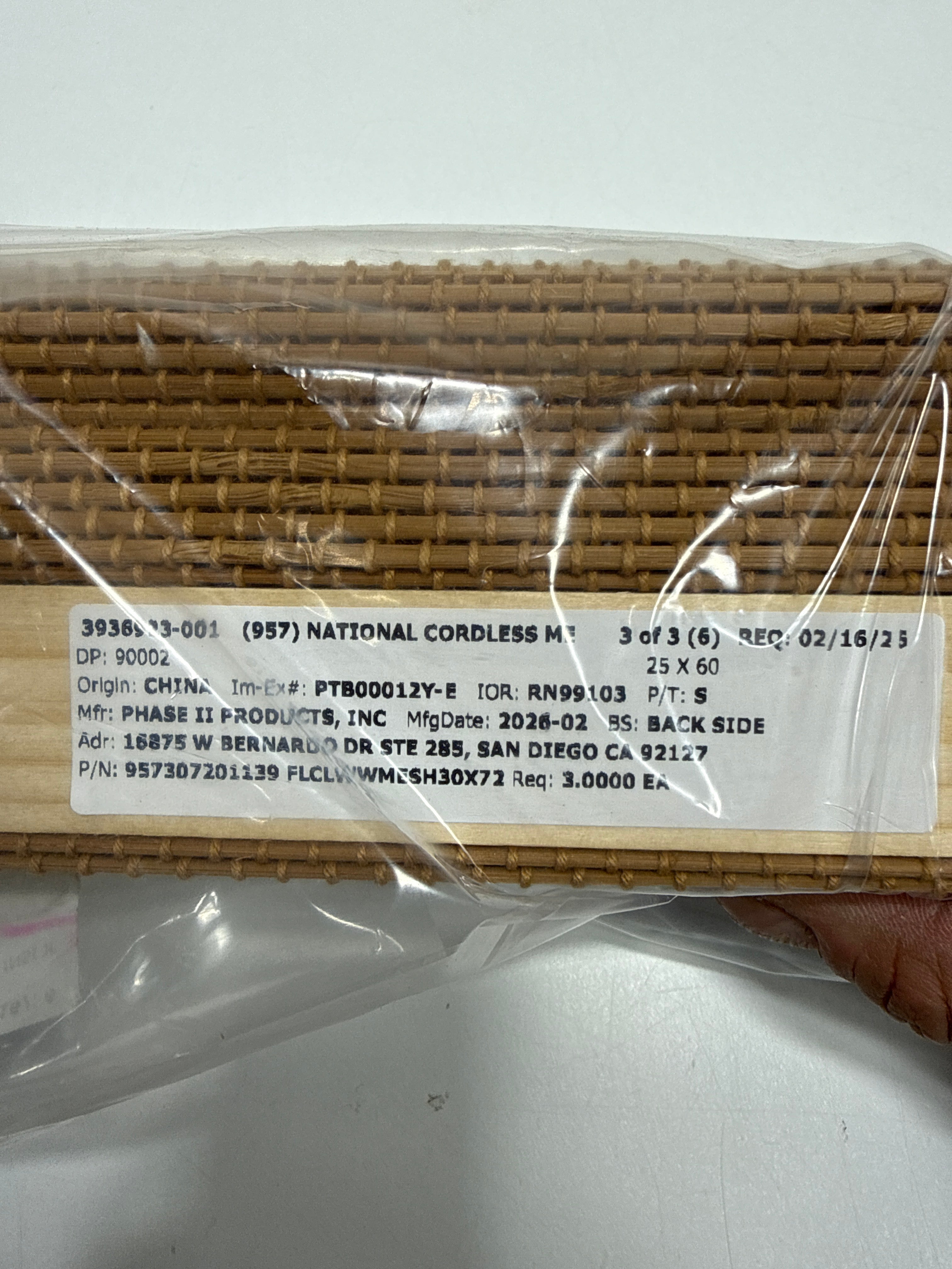 Chicology Light-Filtering Bottom-Up Cordless Natural Bamboo Window Shade 25.5 in. W x 60 in. L