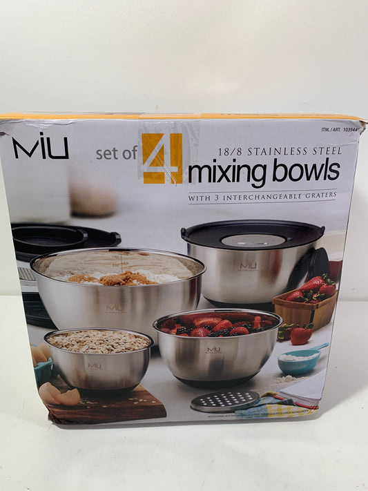 MIU Stainless Steel Mixing Bowls with Graters, Set of 4