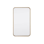 Elegant Decor Evermore 18x30 Soft Corner Metal Rectangular Mirror in Brass