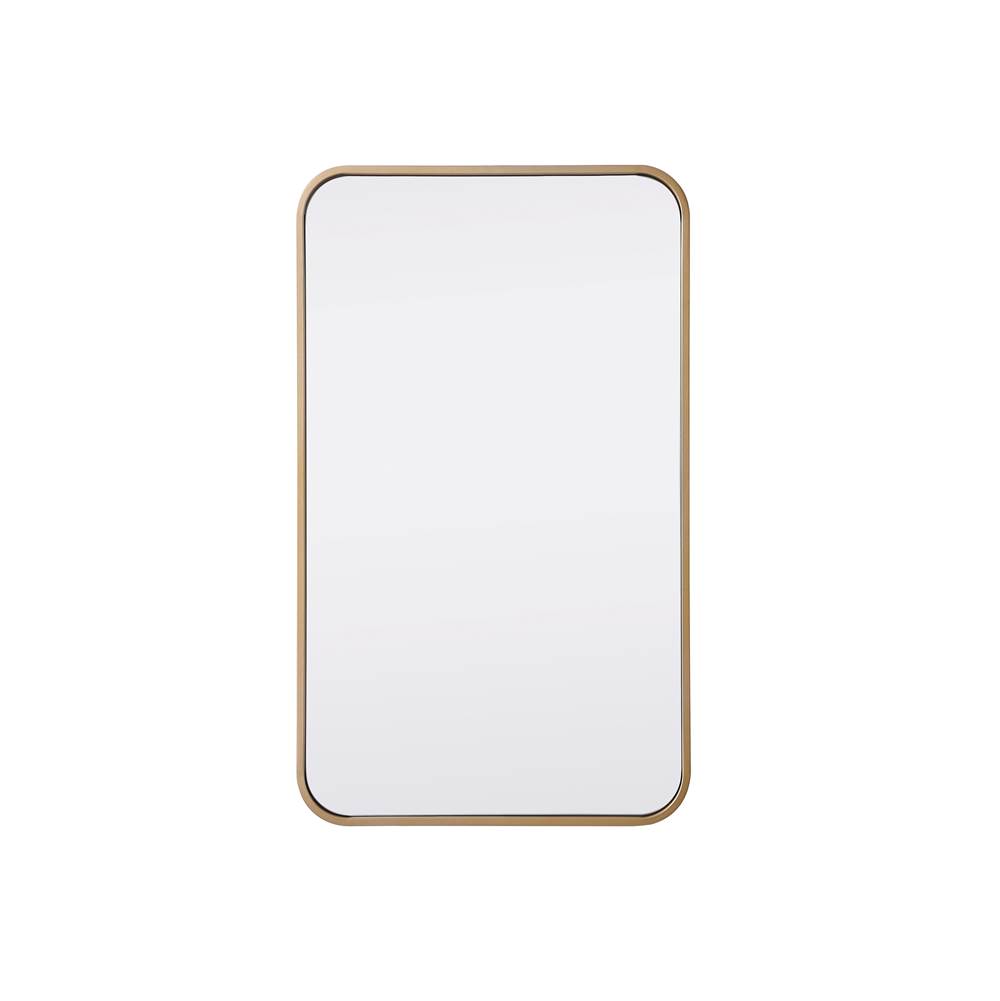 Elegant Decor Evermore 18x30 Soft Corner Metal Rectangular Mirror in Brass