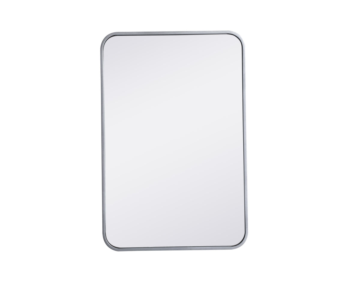 Elegant Decor Evermore 20x30 Soft Corner Metal Rectangular Mirror in Silver