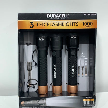 DURACELL Ultra LED Flashlight 1000 Lumens 3-Pack