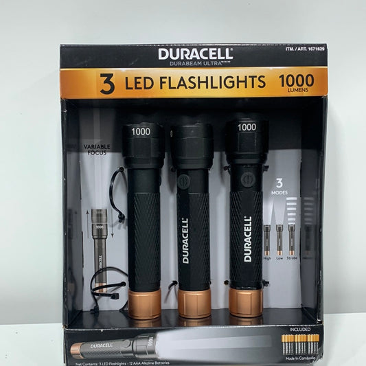 DURACELL Ultra LED Flashlight 1000 Lumens 3-Pack
