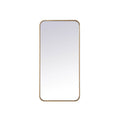 Elegant Decor Evermore 18x36 Soft Corner Metal Rectangular Mirror in Brass