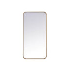 Elegant Decor Evermore 18x36 Soft Corner Metal Rectangular Mirror in Brass
