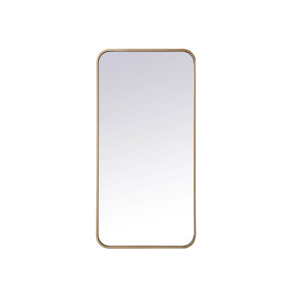 Elegant Decor Evermore 18x36 Soft Corner Metal Rectangular Mirror in Brass