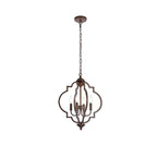 Living District Sandara 4-Light Mid-Century Metal Pendant in Weathered Oak
