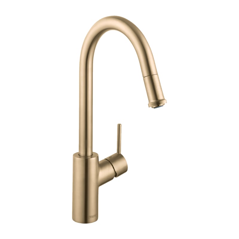 hansgrohe Talis S² Gold High Arc Kitchen Faucet, Kitchen Faucets with Pull Down Sprayer, Faucet for Kitchen Sink, Magnetic Docking Spray Head, Brushed Gold Optic 14872251