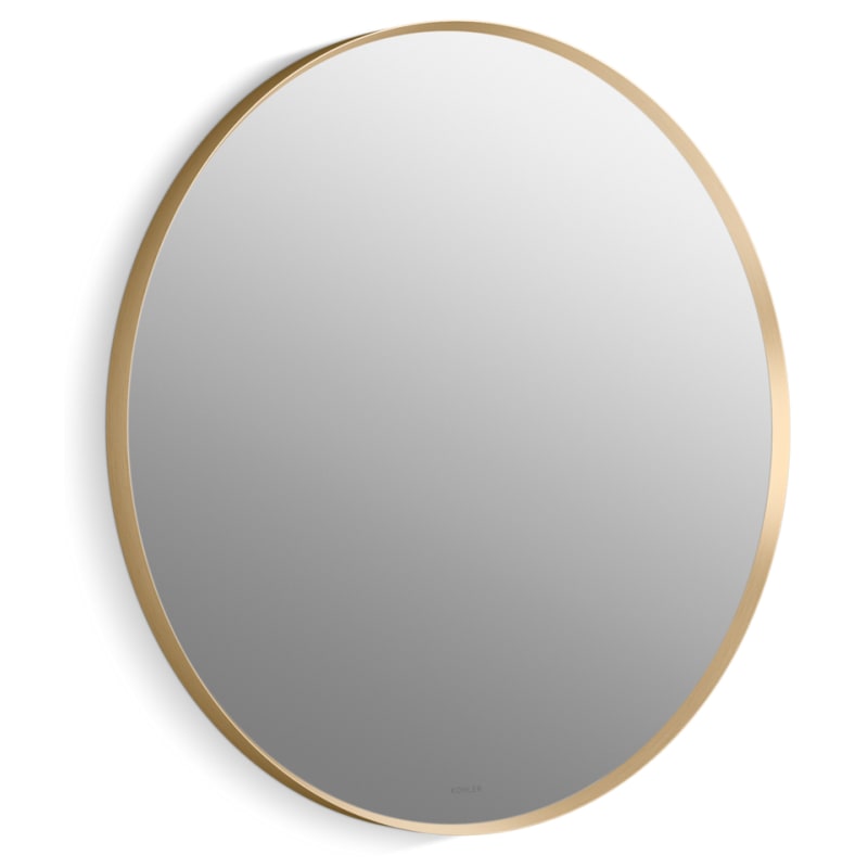 Kohler Essential 28 in. W X 28 in. H Round Framing Wall Mount Vanity Mirror with Modern Brushed Gold