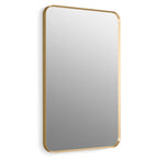 Dent Kohler 26052-BGL Essential Rectangular Bathroom Mirrors, Bathroom Mirrors for Over Sink, 22 in. W x 34 in. H, Moderne Brushed Gold