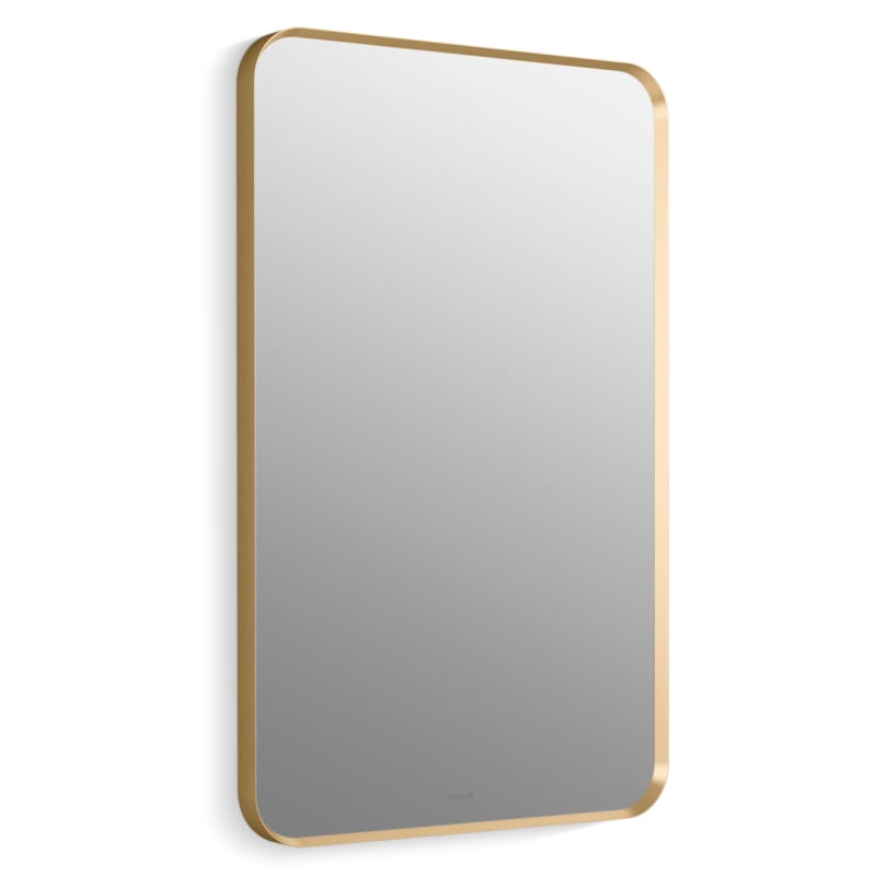 Dent Kohler 26052-BGL Essential Rectangular Bathroom Mirrors, Bathroom Mirrors for Over Sink, 22 in. W x 34 in. H, Moderne Brushed Gold