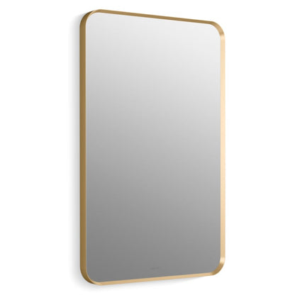 Kohler 26052-BGL Essential Rectangular Bathroom Mirrors, Bathroom Mirrors for Over Sink, 22 in. W x 34 in. H, Moderne Brushed Gold