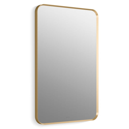 Kohler 26052-BGL Essential Rectangular Bathroom Mirrors, Bathroom Mirrors for Over Sink, 22 in. W x 34 in. H, Moderne Brushed Gold
