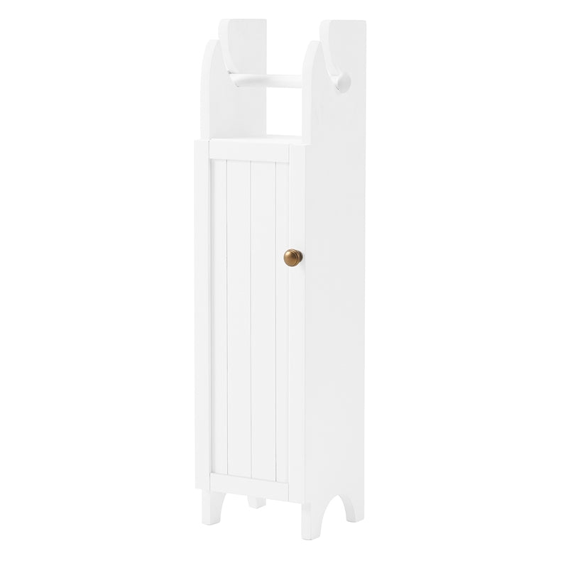 Dover 7 in. W x 7 in. D x 28 in. H Free-Standing Linen Cabinet with Toilet Paper Dispenser in White