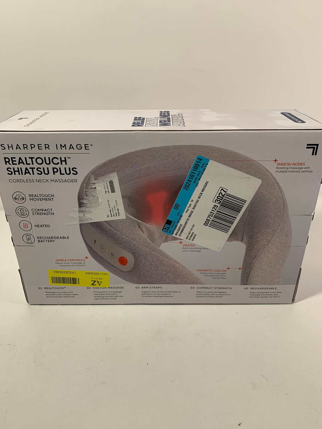 Sharper Image - Realtouch Shiatsu Plus Cordless Neck Massager - Gray - *Massagers