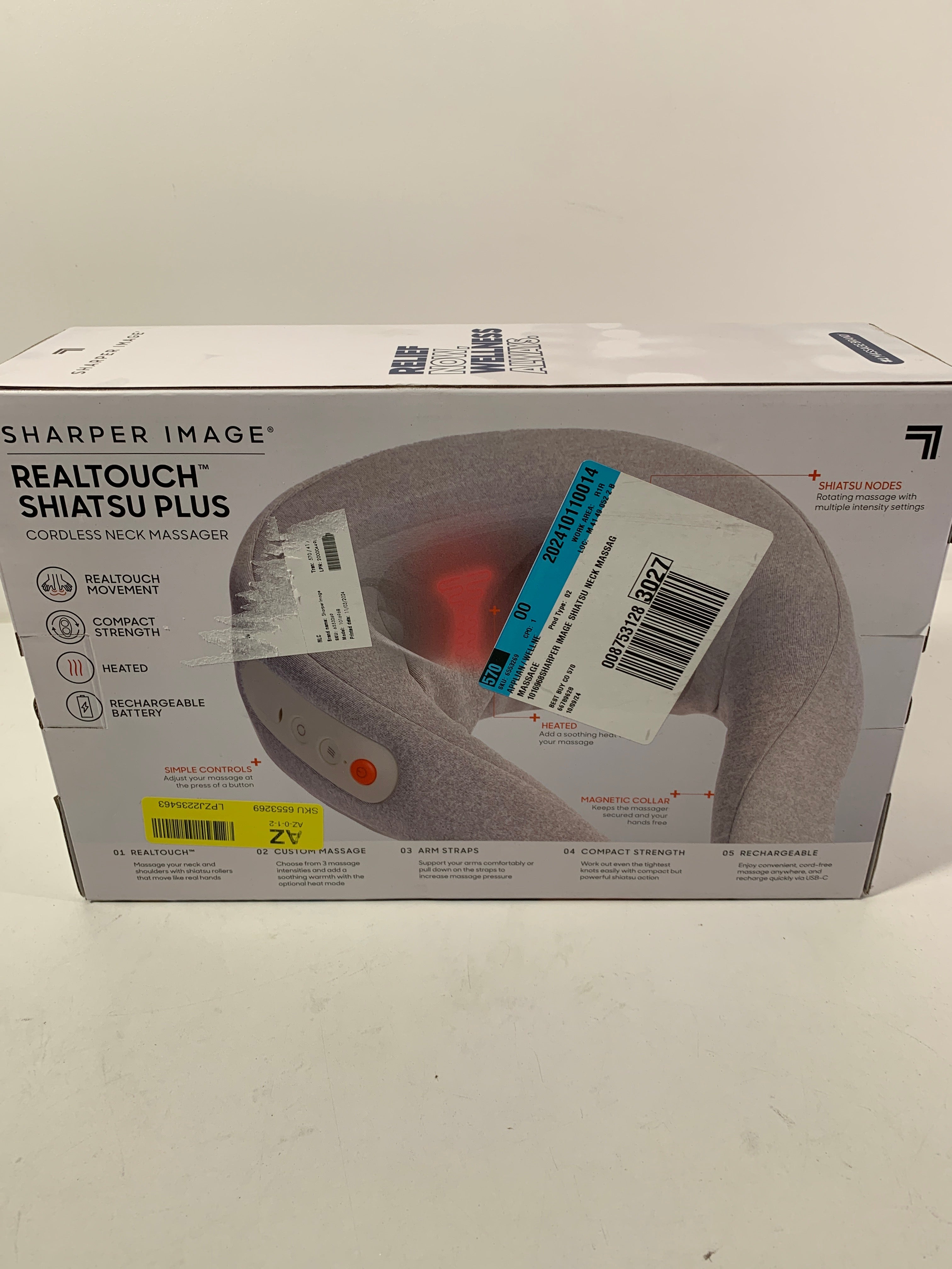Sharper Image - Realtouch Shiatsu Plus Cordless Neck Massager - Gray - *Massagers