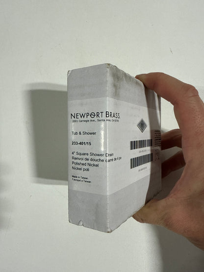 Newport Brass 233-401 Decorative Drains 4" Square Shower Drain Grid Polished Nickel