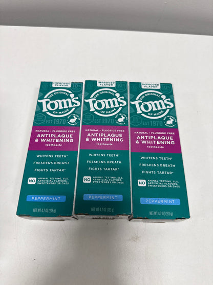 Tom's of Maine Antiplaque and Whitening Toothpaste, 4.7 oz, 3-pack