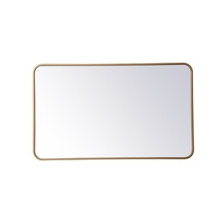 Elegant Decor Evermore 24x40 Soft Corner Metal Rectangular Mirror in Brass