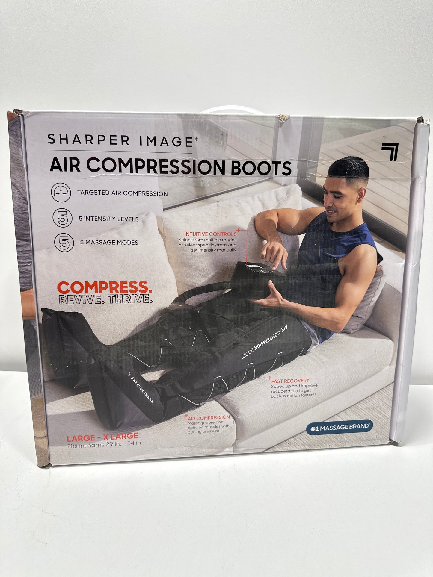 Sharper Image Powerboost™ Boots, Air Compression with 5 Modes & 5 Intensity Levels, Size L/XL