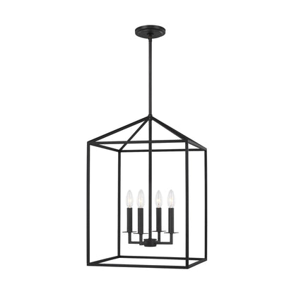 Newhouse Lighting Transitional Medium Four Light Hall / Foyer Hanging Modern Light Fixture Midnight Black