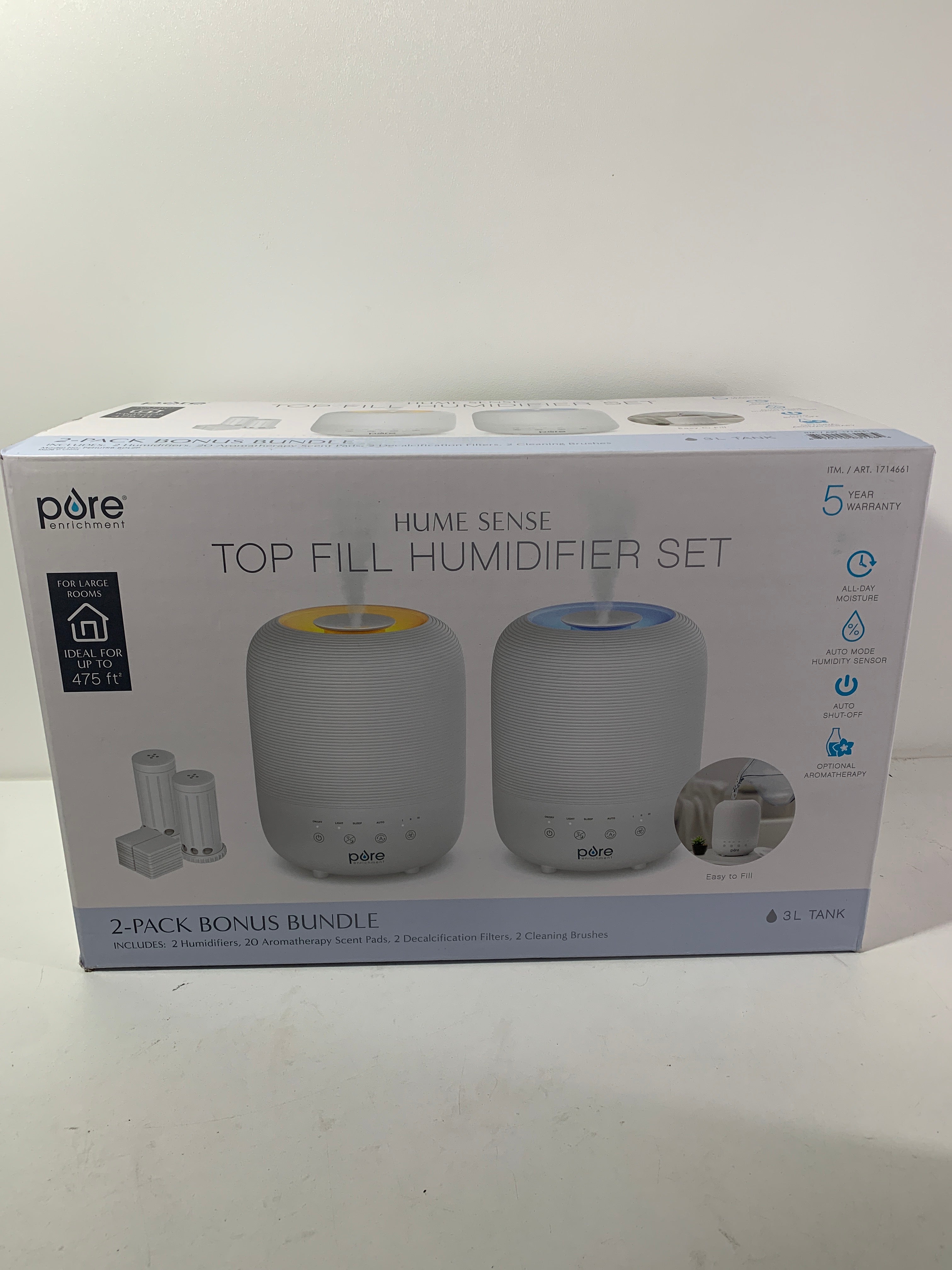 Pure Enrichment Easy Top Fill Humidifier Set Bundle 2 Pack 3L Tank - *Home Environment