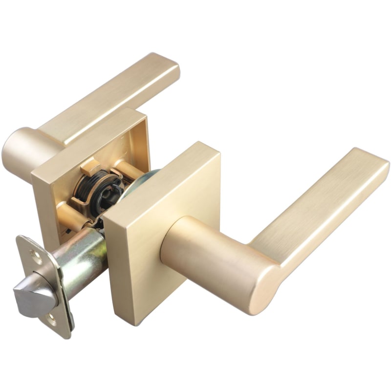 Miseno MLK4022 Lorton Flat Bar Passage Door Lever Set Satin Brass Door Hardware Door Levers Passage Door Levers