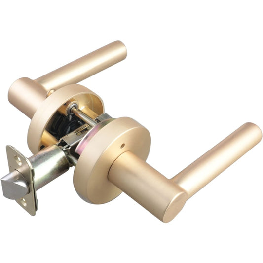 Miseno MLK3012 Elkton Round Rod Privacy Door Lever Set Satin Brass Door Hardware Door Levers Privacy Door Levers