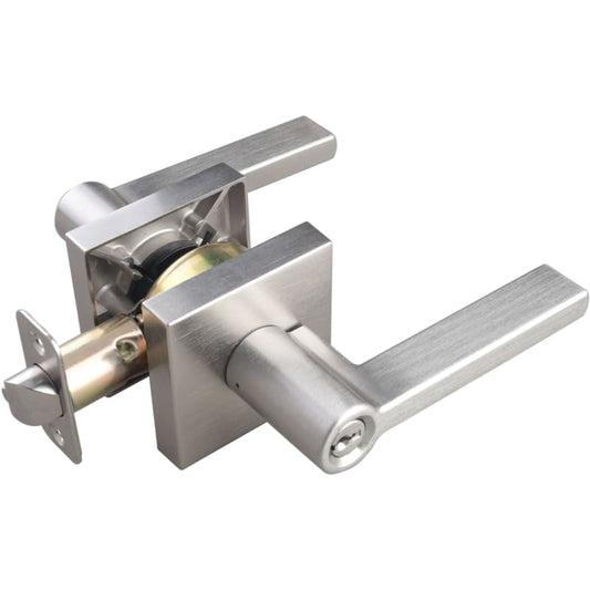 Miseno MLK1022 Lorton Flat Bar Single Cylinder Keyed Entry Door Lever Set Satin Nickel
