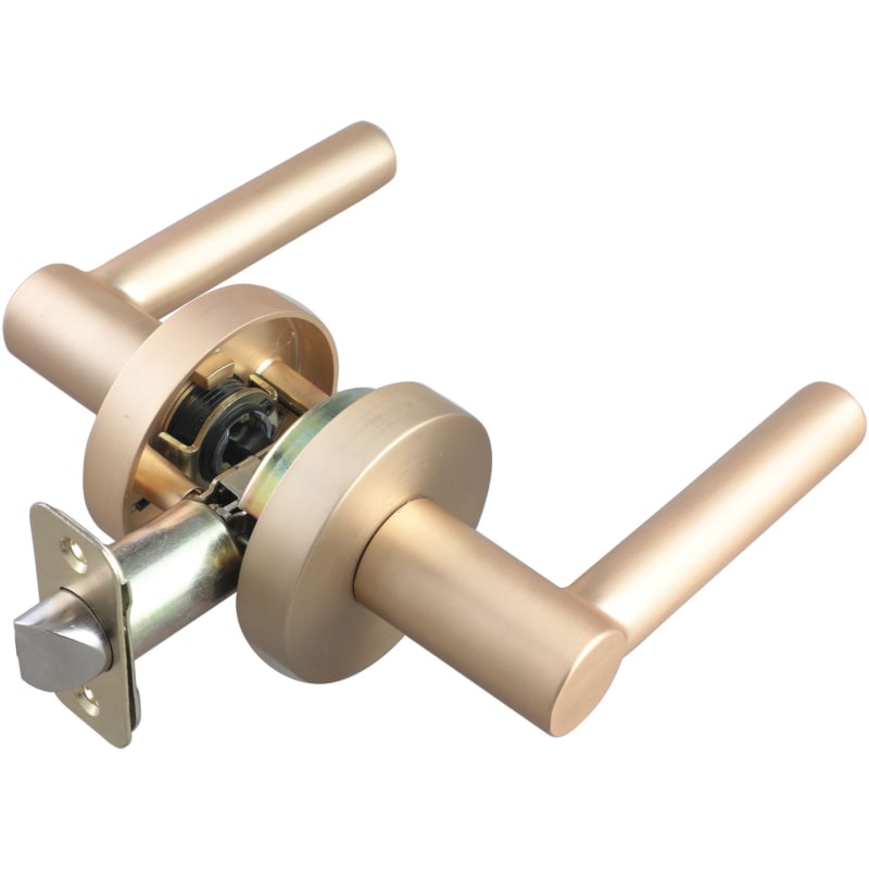 Miseno Elkton Round Rod Passage Door Lever Set Satin Brass