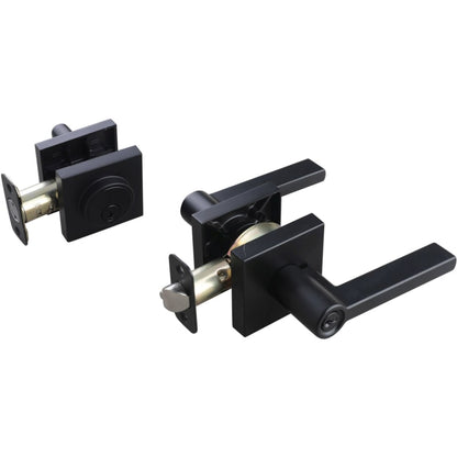 Miseno Mlk2022 Lorton Flat Bar Single Cylinder Keyed Entry Door Lever Set - Black