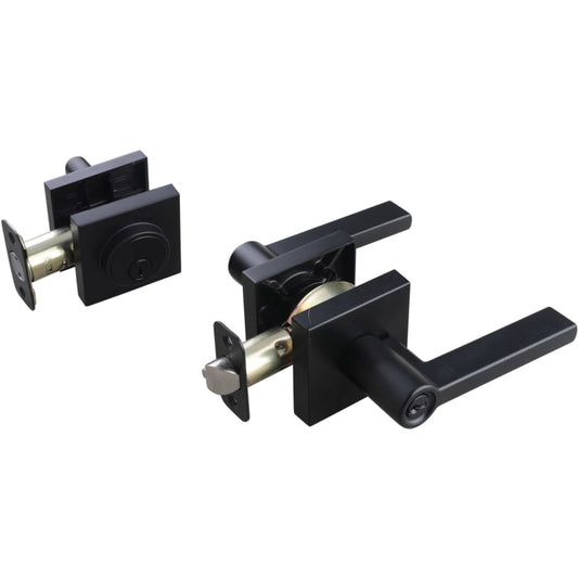 Miseno Mlk2022 Lorton Flat Bar Single Cylinder Keyed Entry Door Lever Set - Black