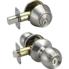 Miseno MLK2020 Urbanna Ball Single Cylinder Keyed Entry Door Knob Set with Deadbolt Satin Nickel