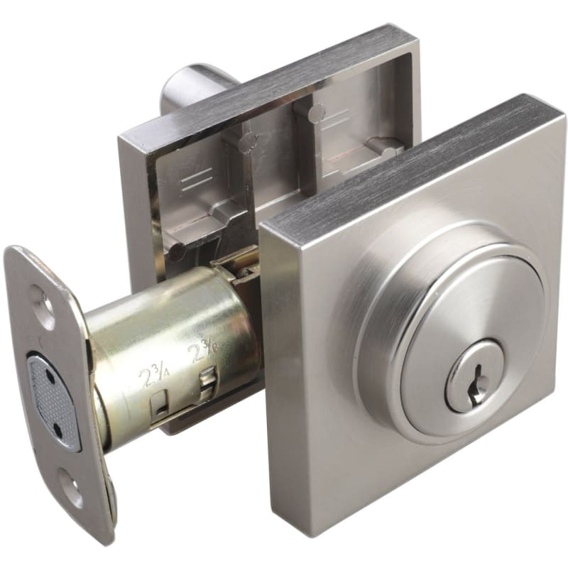 Miseno MLK1228X Lorton Single Cylinder Keyed Entry Deadbolt Satin Nickel Door Hardware Deadbolts Keyed Entry Deadbolts