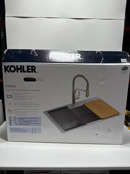 Scratch Kohler PROVO Stainless Steel Kitchen Sink Kit Faucet Combo RC35963