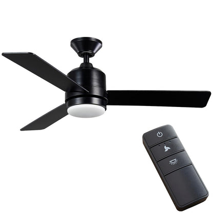 Castlegate 44 in. Indoor Integrated LED Matte Black Ceiling Fan with 3 Reversible Blades, Light Kit and Remote Control