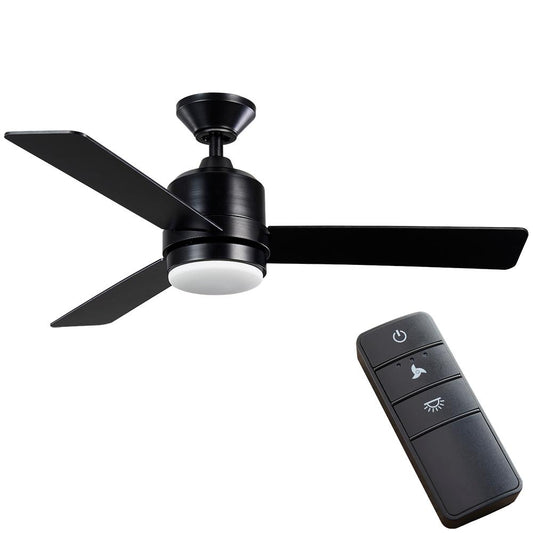 Castlegate 44 in. Indoor Integrated LED Matte Black Ceiling Fan with 3 Reversible Blades, Light Kit and Remote Control