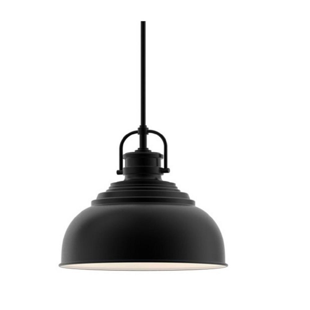 Home Decorators Shelston 1-Light Metal Shade Black Hanging Kitchen Pendant