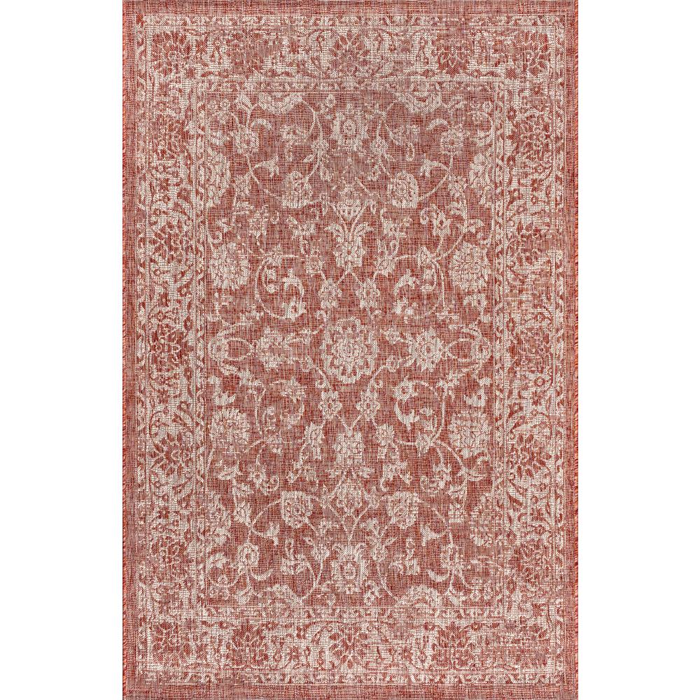 JONATHAN Y SANTA MONICA 9 X 12 Area Rug Tela Bohemian Textured Weave Floral - Red/Taupe SMB100A-9