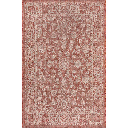 JONATHAN Y SANTA MONICA 9 X 12 Area Rug Tela Bohemian Textured Weave Floral - Red/Taupe SMB100A-9