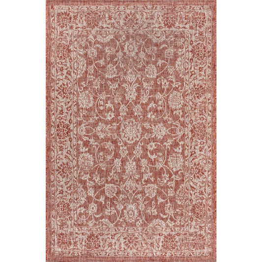 JONATHAN Y SANTA MONICA 9 X 12 Area Rug Tela Bohemian Textured Weave Floral - Red/Taupe SMB100A-9