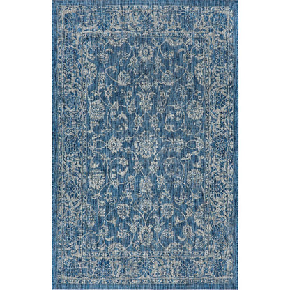 JONATHAN Y SANTA MONICA 9 X 12 Area Rug Tela Bohemian Textured Weave Floral - Navy/Gray SMB100B-9