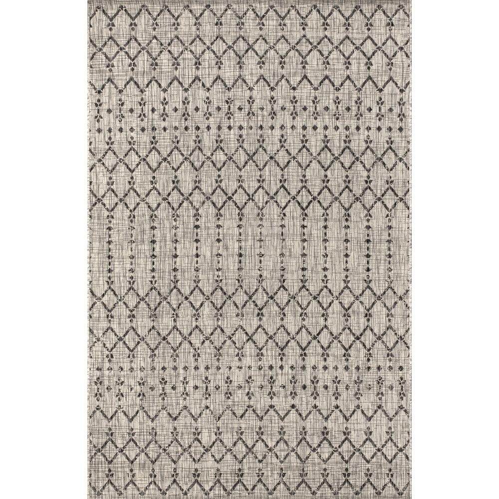 JONATHAN Y Moroccan Geometric Indoor Outdoor Area Rug 9X12 Light Gray/Black, Ourika Textured Weave for Backyard, Patio, Porch, Easy-Cleaning, High Traffic, Pet-Friendly, Non-Shedding (SMB108E-9)