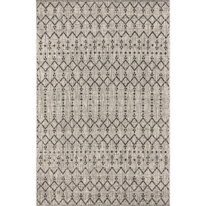 JONATHAN Y Moroccan Geometric Indoor Outdoor Area Rug 9X12 Light Gray/Black, Ourika Textured Weave for Backyard, Patio, Porch, Easy-Cleaning, High Traffic, Pet-Friendly, Non-Shedding (SMB108E-9)